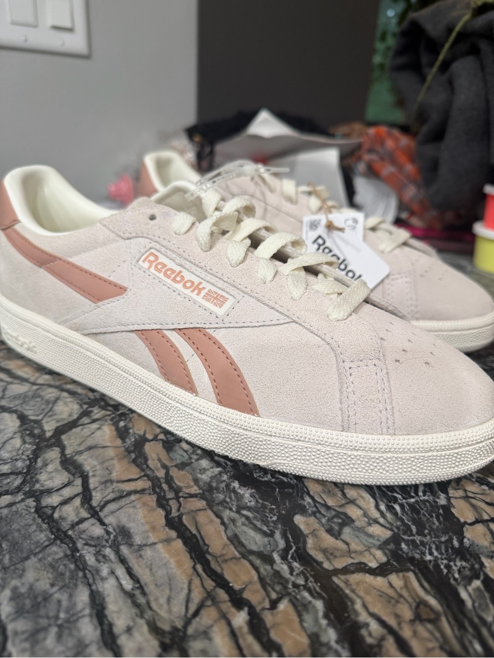 Reebok Suede Low-Top Sneakers - Blush Pink & Cream